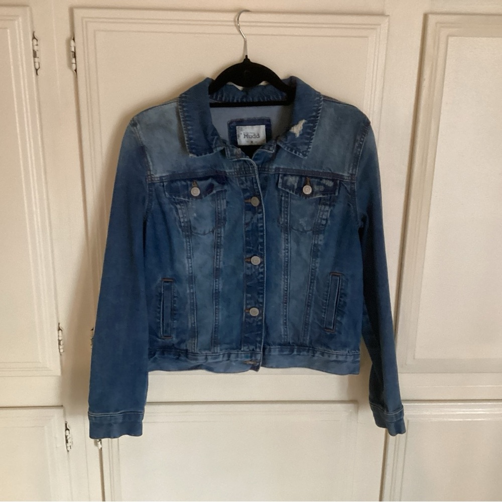 MUDD Distressed Denim Blue Jean Jacket Medium Wash Juniors Medium